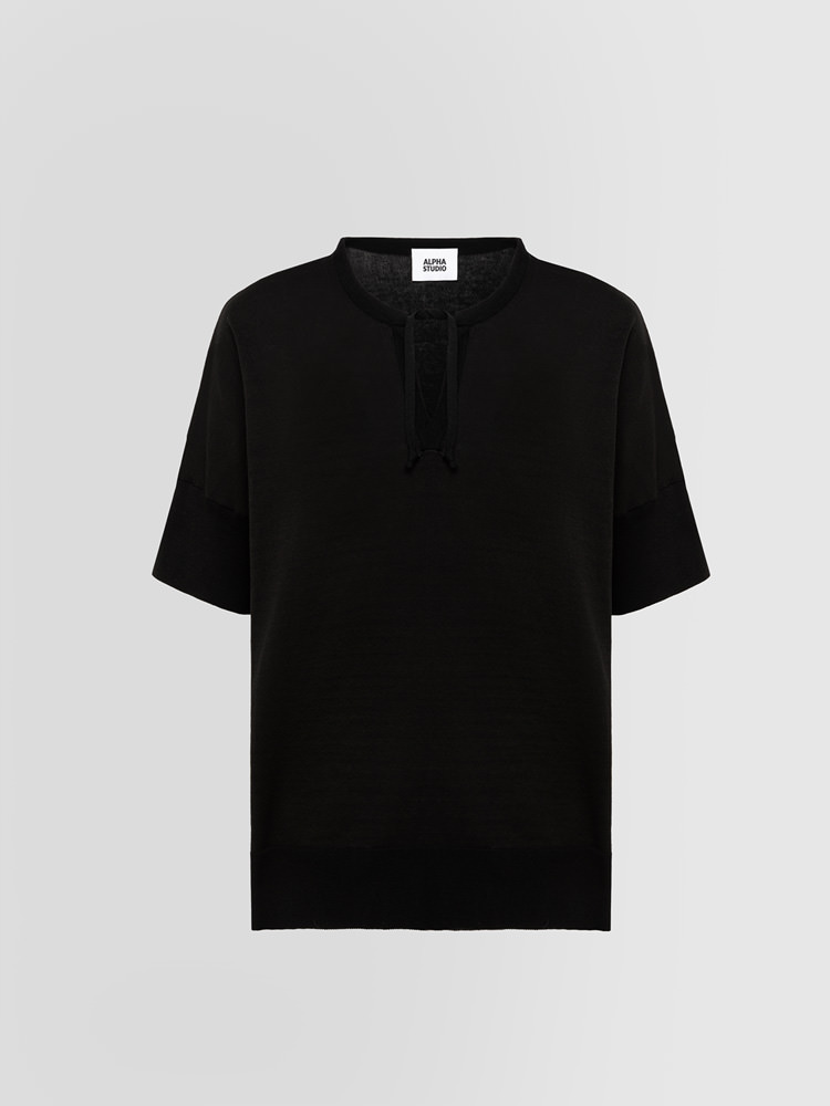 Alpha-Studio Men's Cotton Sweater Black