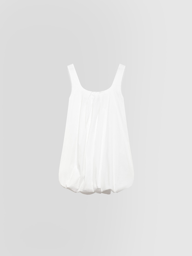 DRESS IN CRINKLED POPLIN BALLON SHAPE