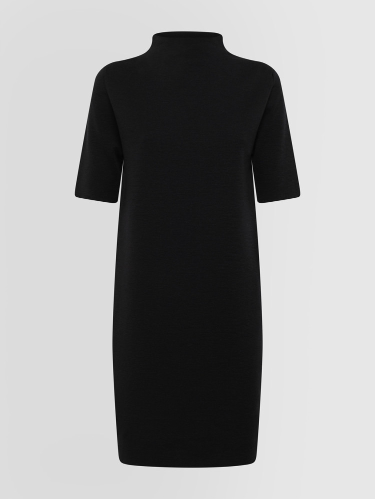 SHOULDER PAD TURTLE NECK SWEATER DRESS