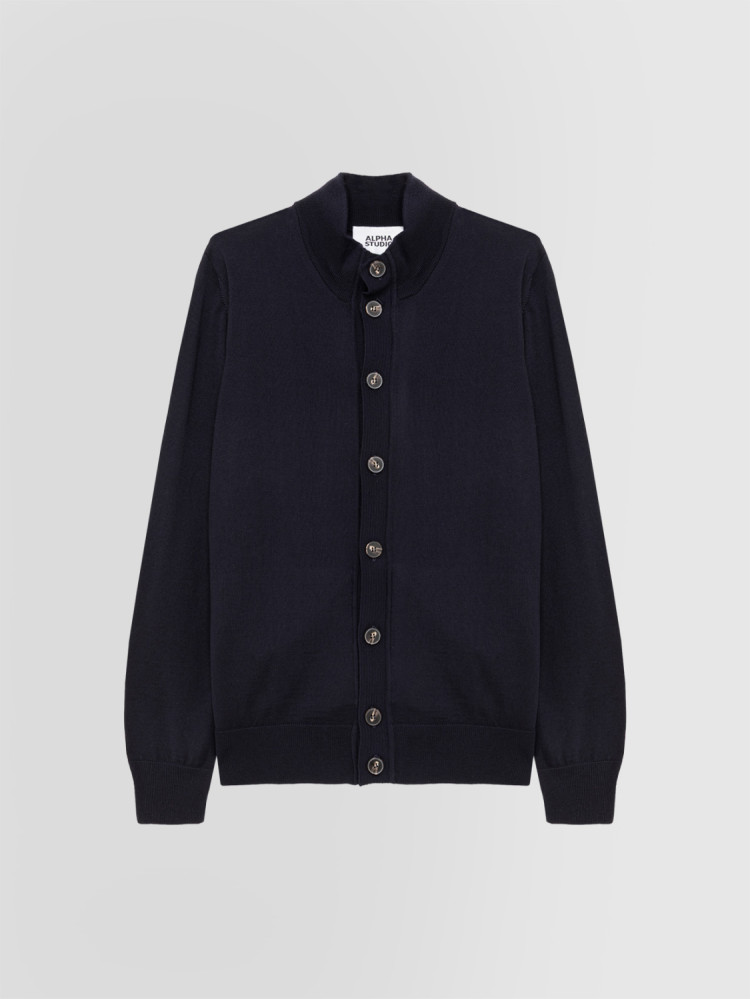 BLOUSON CON BOTONES Y CODERAS EN LANA MERINO