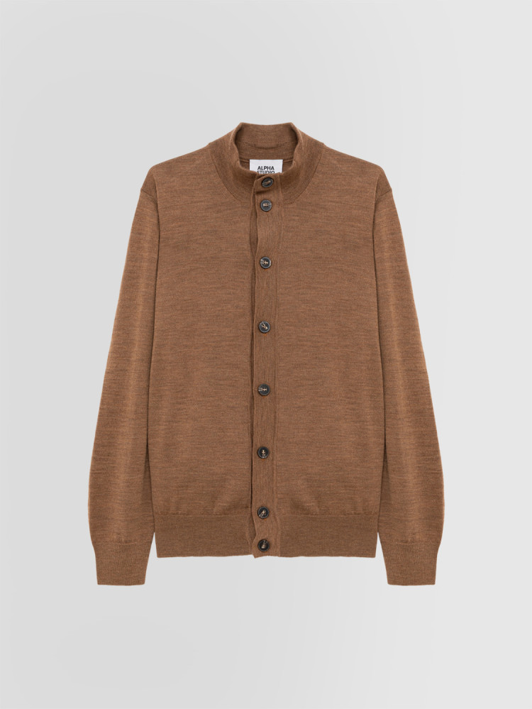 BLOUSON CON BOTONES Y CODERAS EN LANA MERINO
