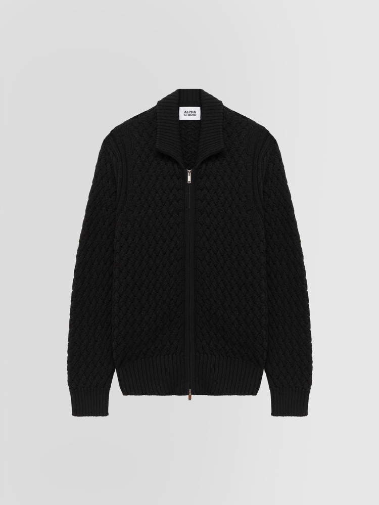BLOUSON PUNTO INTRECCIATO IN MERINOS