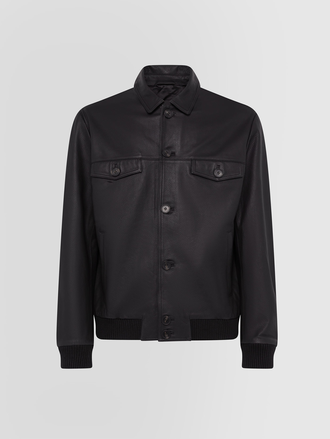 ALPHA STUDIO: REVER BOMBER JACKET IN NAPA LEATHER