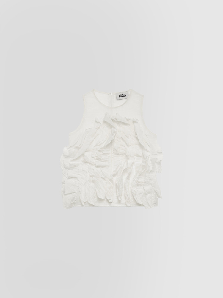 MUSLIN TANK TOP WITH RUCHING