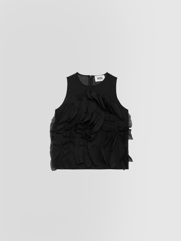 MUSLIN TANK TOP WITH ROUCHES