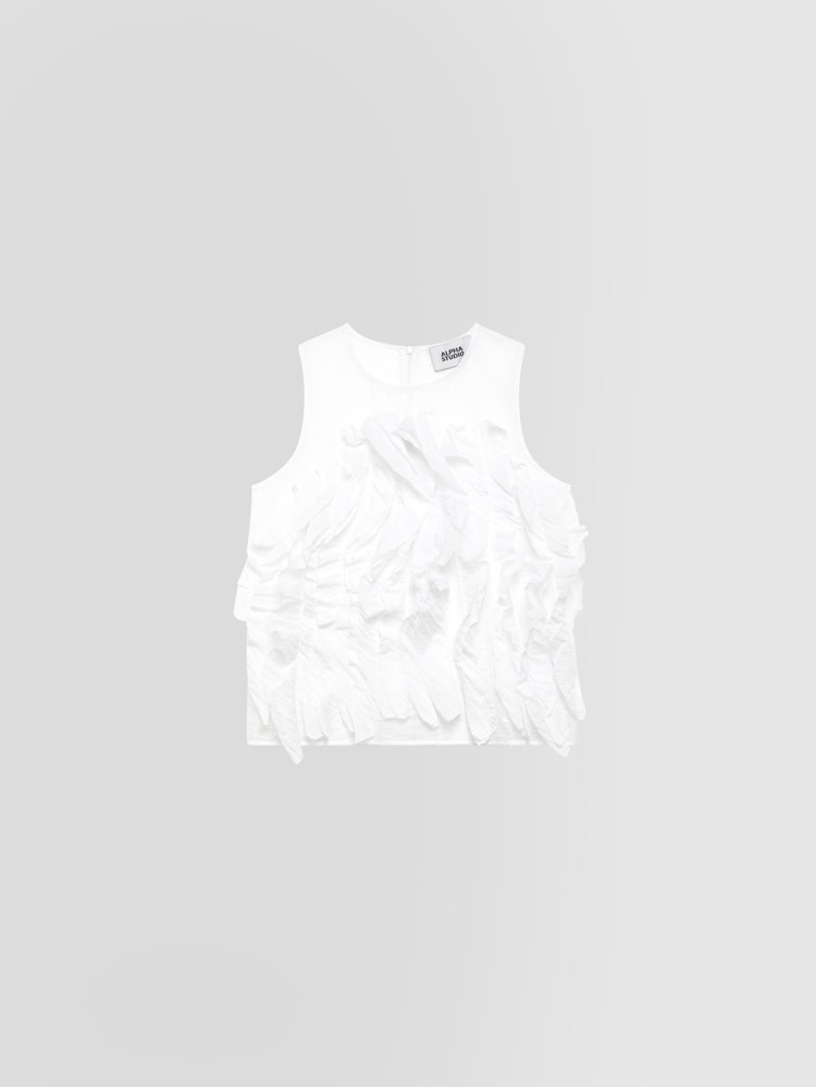 MUSLIN TANK TOP WITH RUCHING