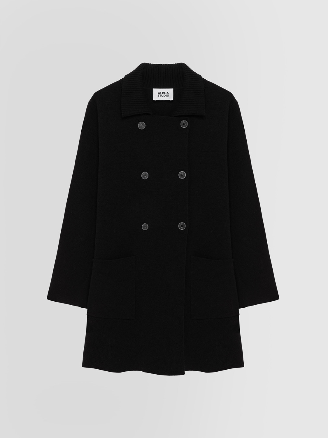 ALPHA STUDIO: DOUBLE-BREASTED COAT IN GEELONG WOOL