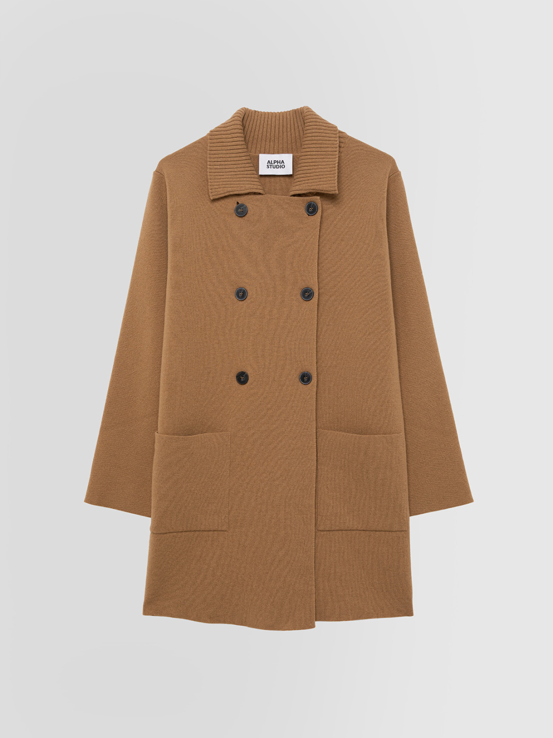 ALPHA STUDIO: DOUBLE-BREASTED COAT IN GEELONG WOOL