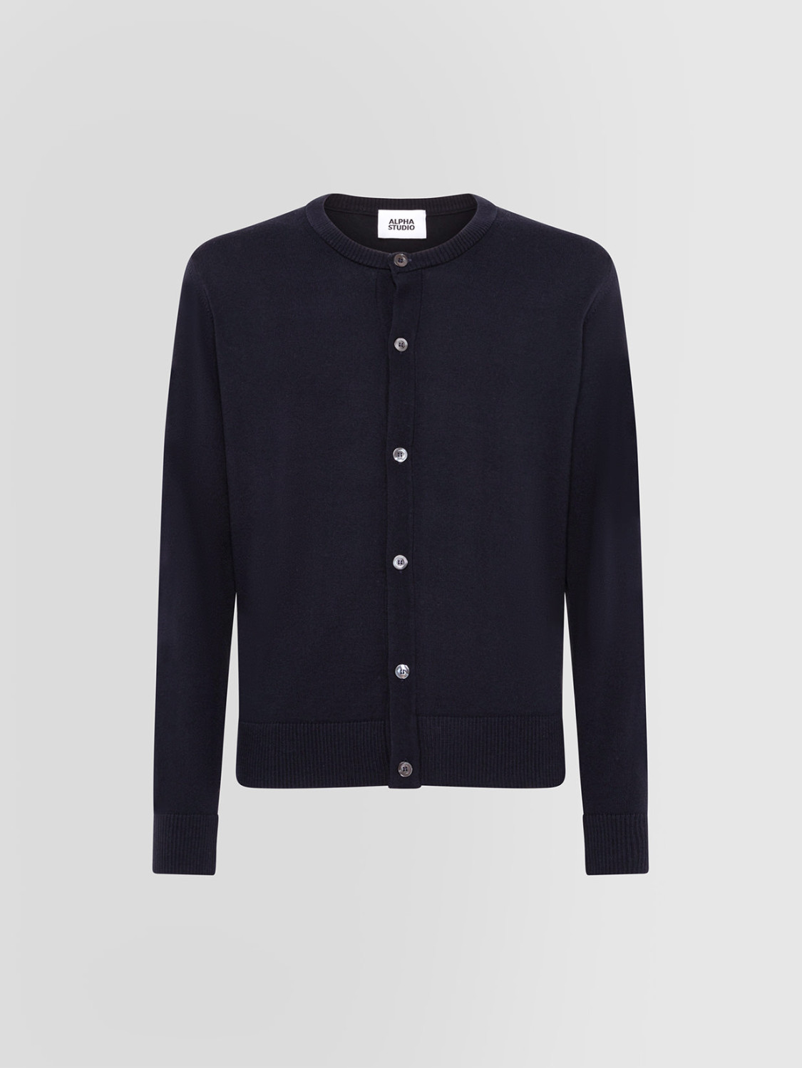 ALPHA STUDIO: BASIC MANDARIN COLLAR CARDIGAN IN MERINO WOOL