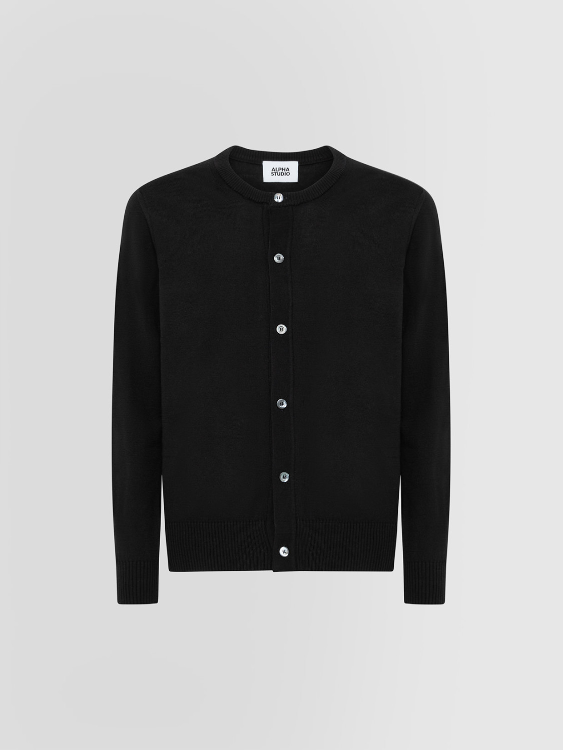 ALPHA STUDIO: BASIC MANDARIN COLLAR CARDIGAN IN MERINO WOOL