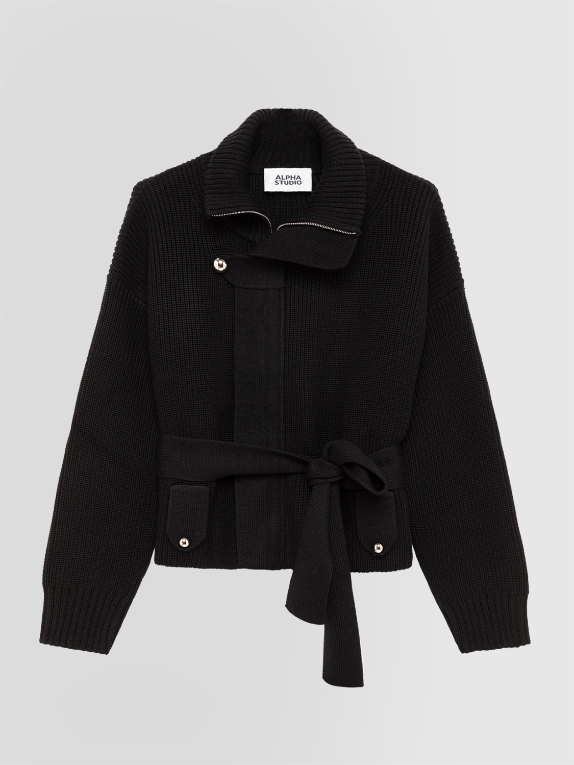 ALPHA STUDIO: CARDIGAN IN MERINO WOOL WITH ZIP