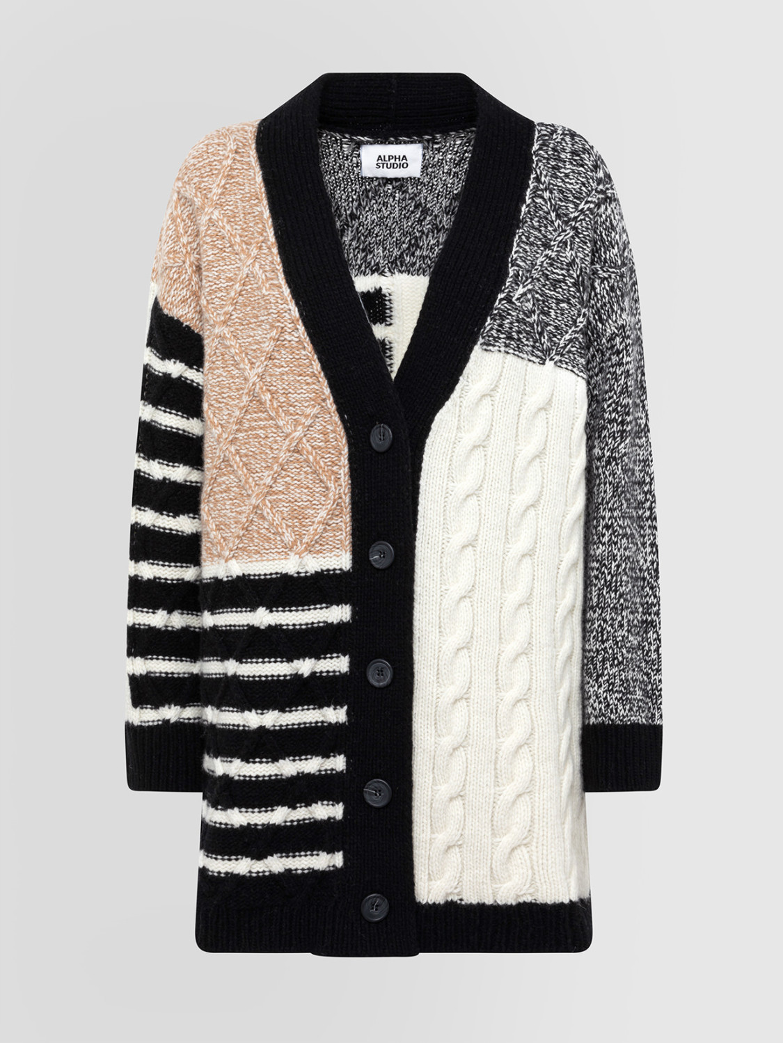 ALPHA STUDIO: PATCHWORK CARDIGAN