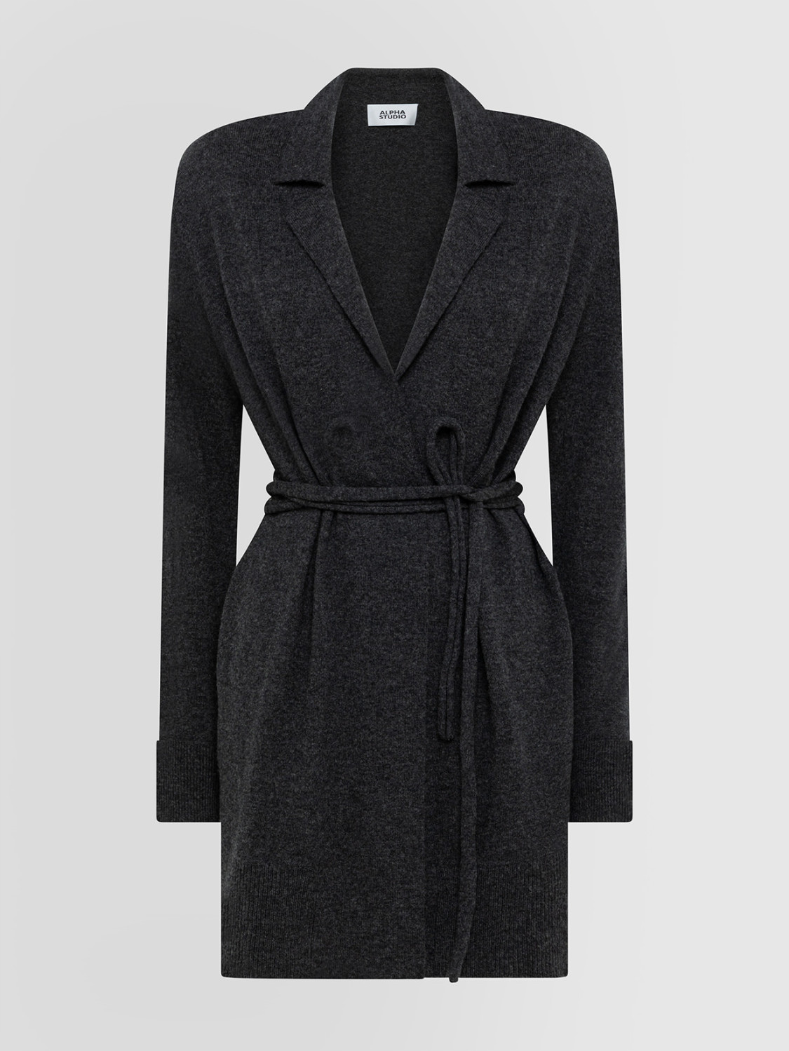 ALPHA STUDIO: SHOULDER PAD CARDIGAN WITH BELT