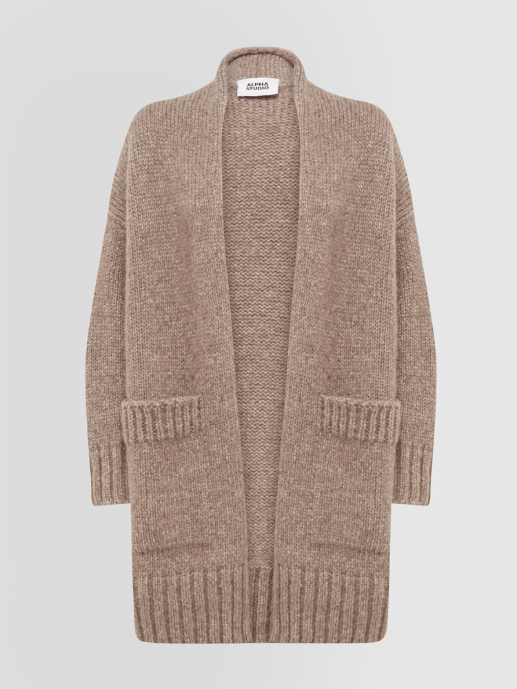 SOFT AND SHINY CARDIGAN WITH POCKETS