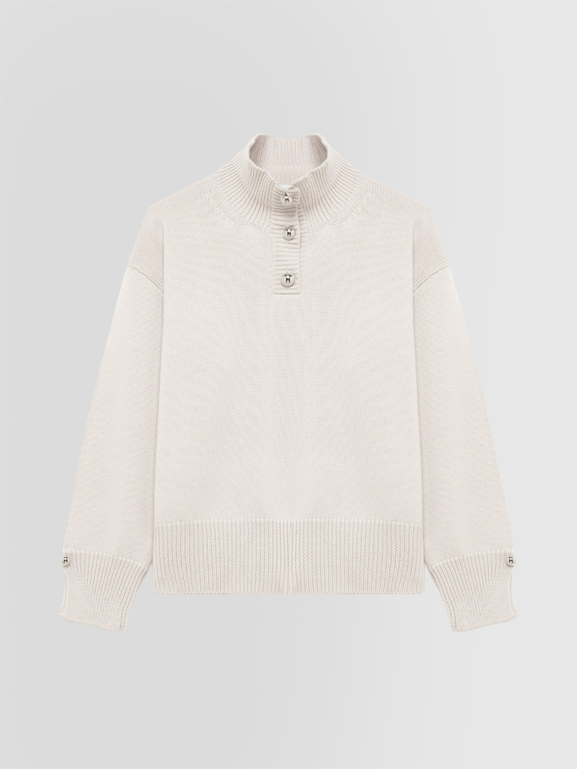 ALPHA STUDIO: JERSEY DE CUELLO ALTO EN LANA MERINO CON BOTONES