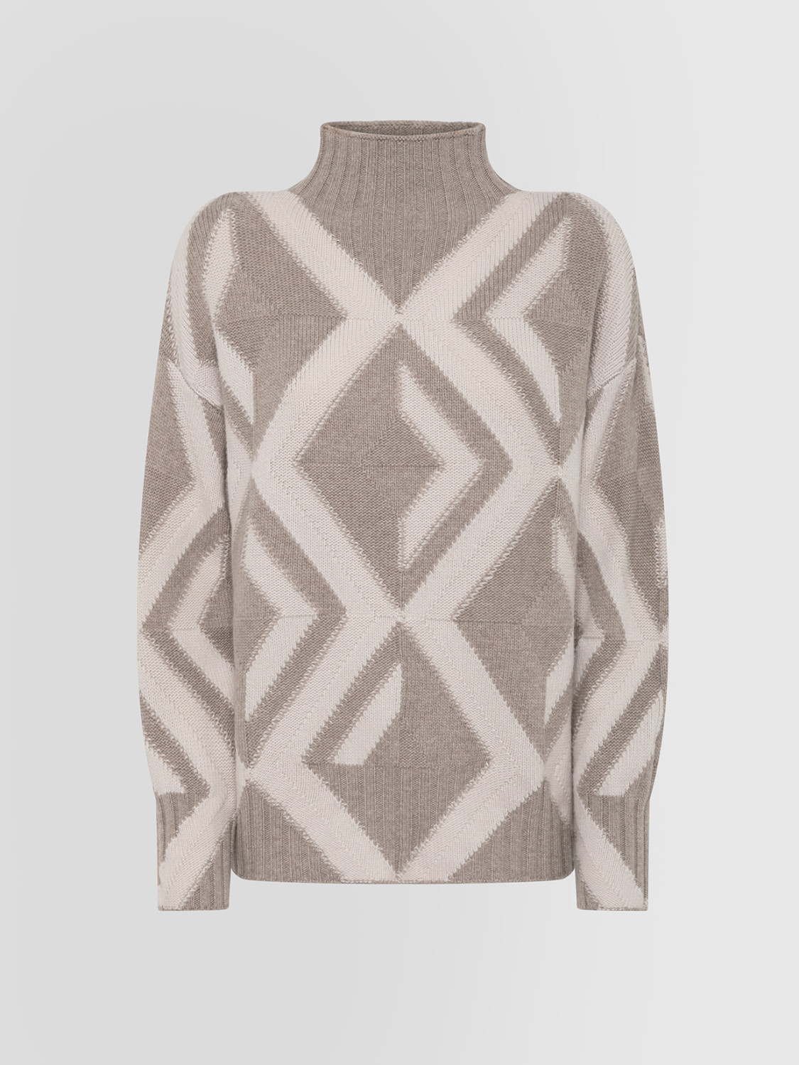 MACRO RHOMBUS HIGH NECK SWEATER WITH INLAYS