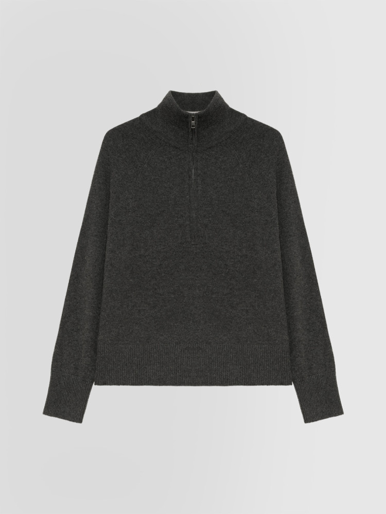 JERSEY DE CUELLO CON CREMALLERA EN LANA Y CACHEMIRA