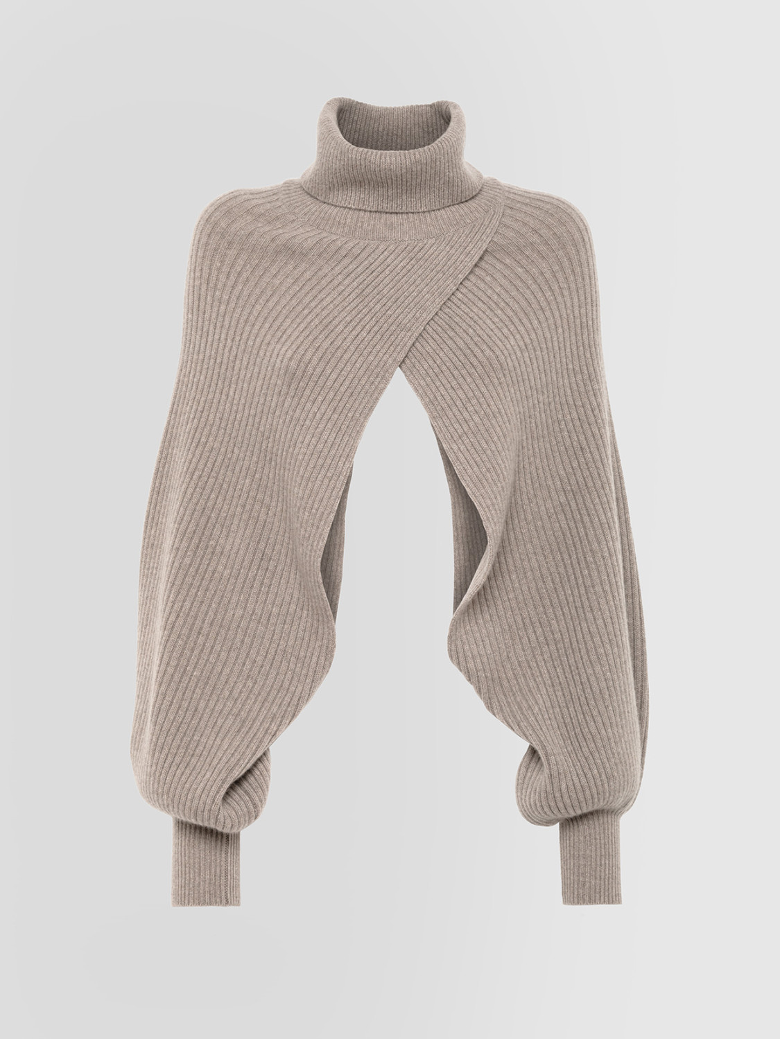 MIXED RIB TURTLE NECK SWEATER SHRUG