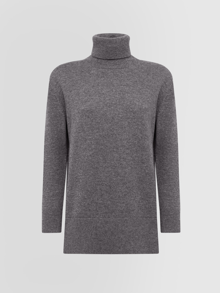 SHOULDER PAD TURTLE NECK SWEATER