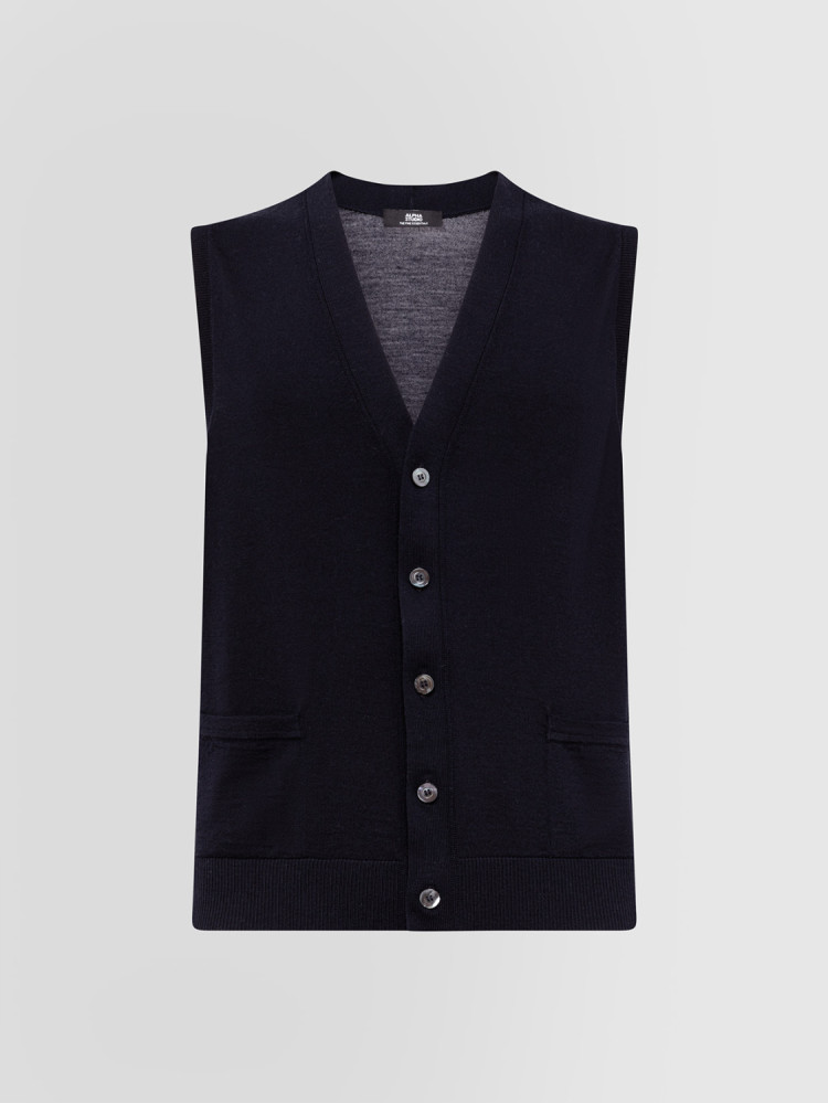 BUTTONED VEST IN MERINO WOOL