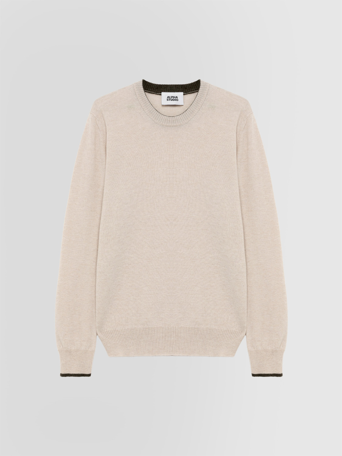 ALPHA STUDIO: BASIC CREW NECK SWEATER IN GEELONG WOOL