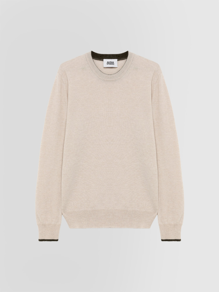 BASIC CREW NECK SWEATER IN GEELONG WOOL