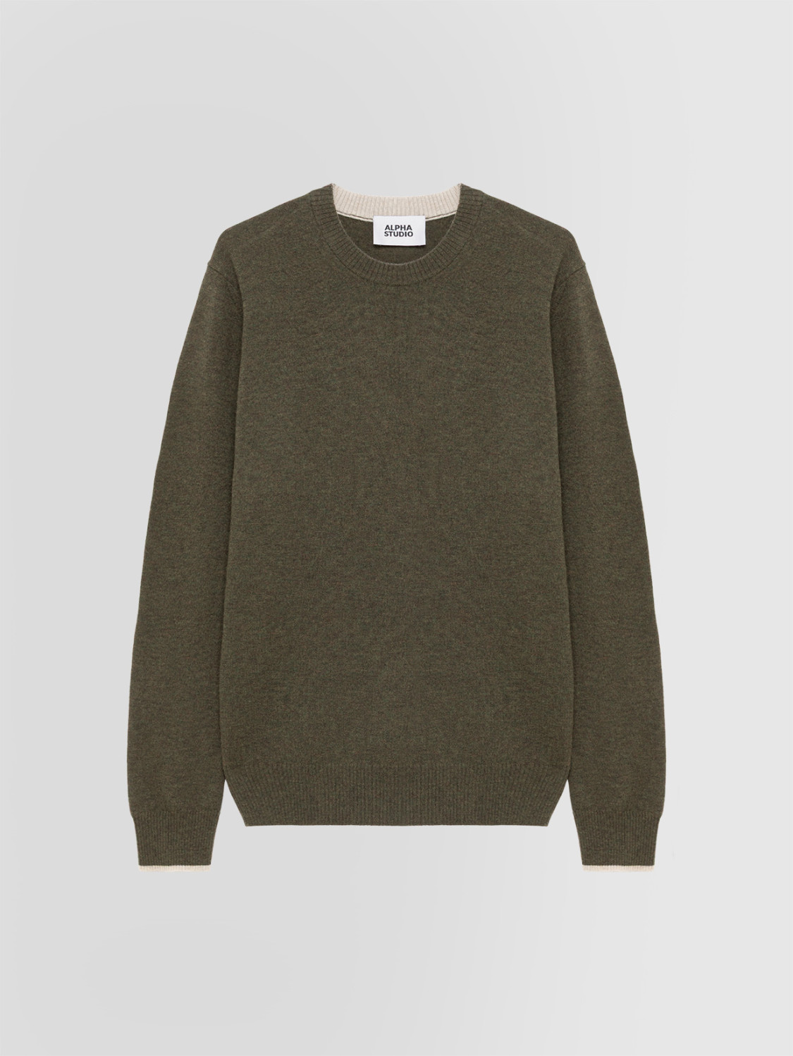 ALPHA STUDIO: BASIC CREW NECK SWEATER IN GEELONG WOOL