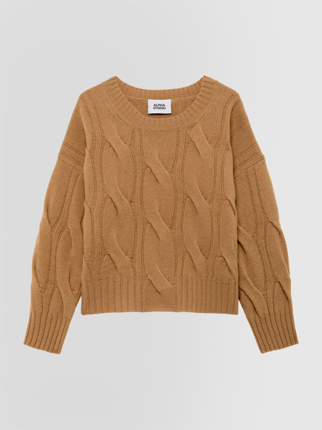 ALPHA STUDIO: JERSEY BOXY DE CUELLO REDONDO CON TRENZAS