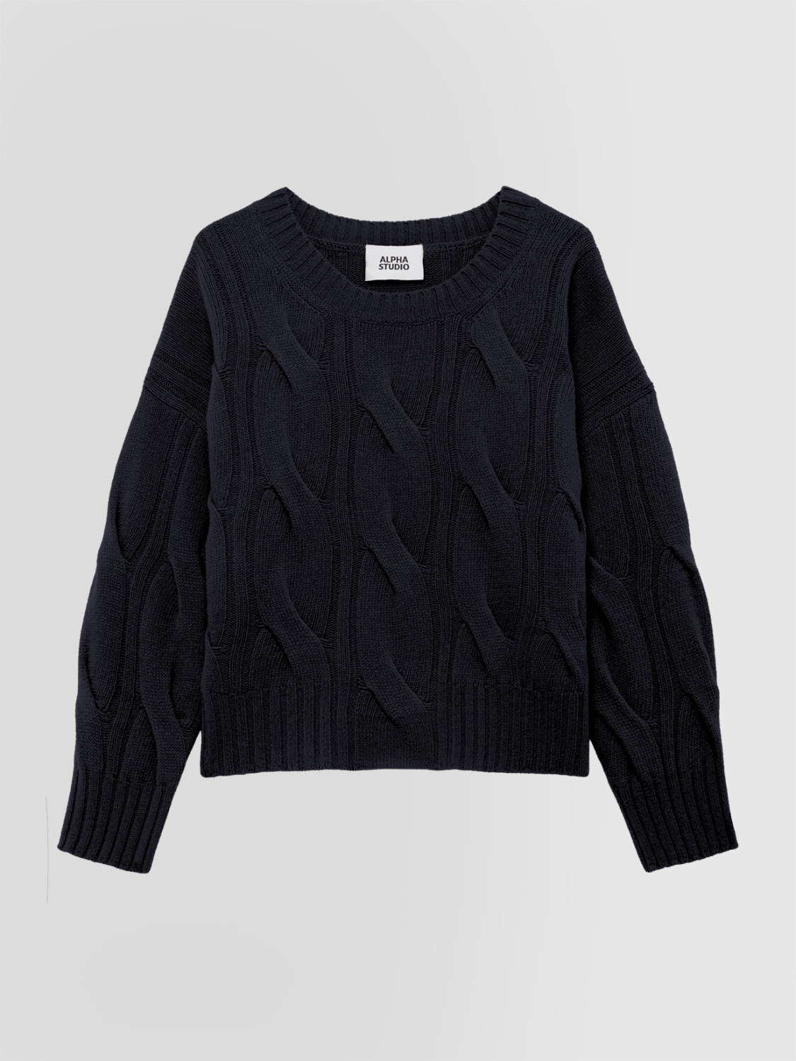 ALPHA STUDIO: JERSEY BOXY DE CUELLO REDONDO CON TRENZAS