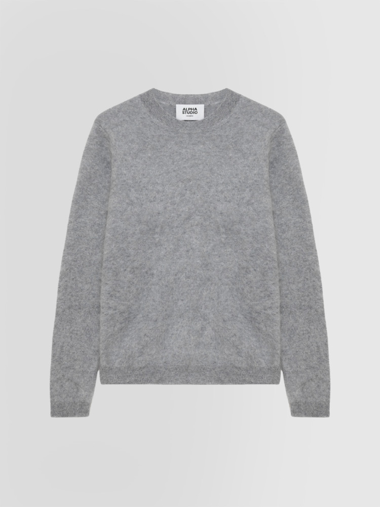 JERSEY DE CUELLO REDONDO BRUSHED EN CACHEMIRA