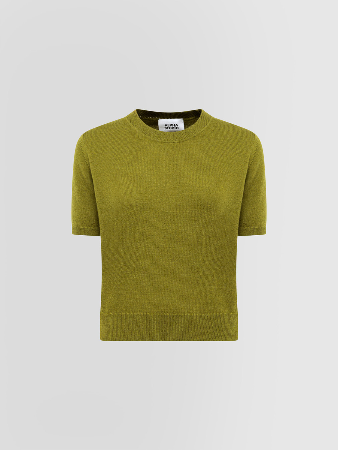 ALPHA STUDIO: CROPPED RETRO CREW NECK SWEATER