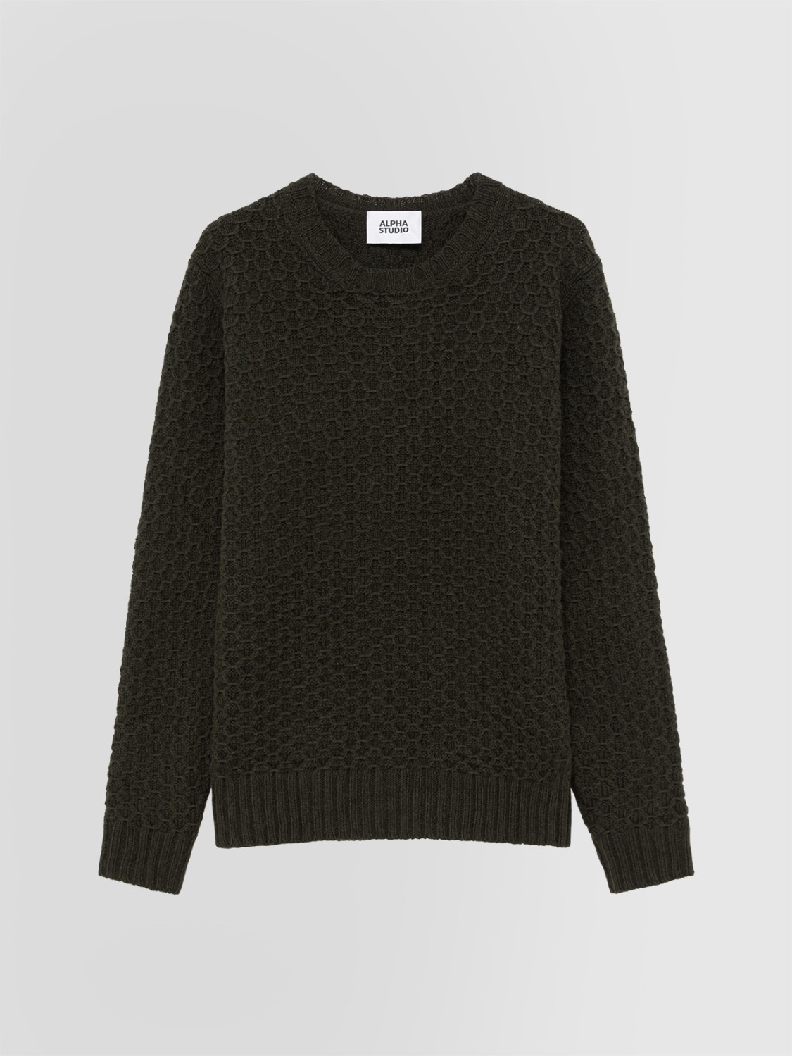 ALPHA STUDIO: HEXAGON MICRO-STITCH CREW NECK SWEATER