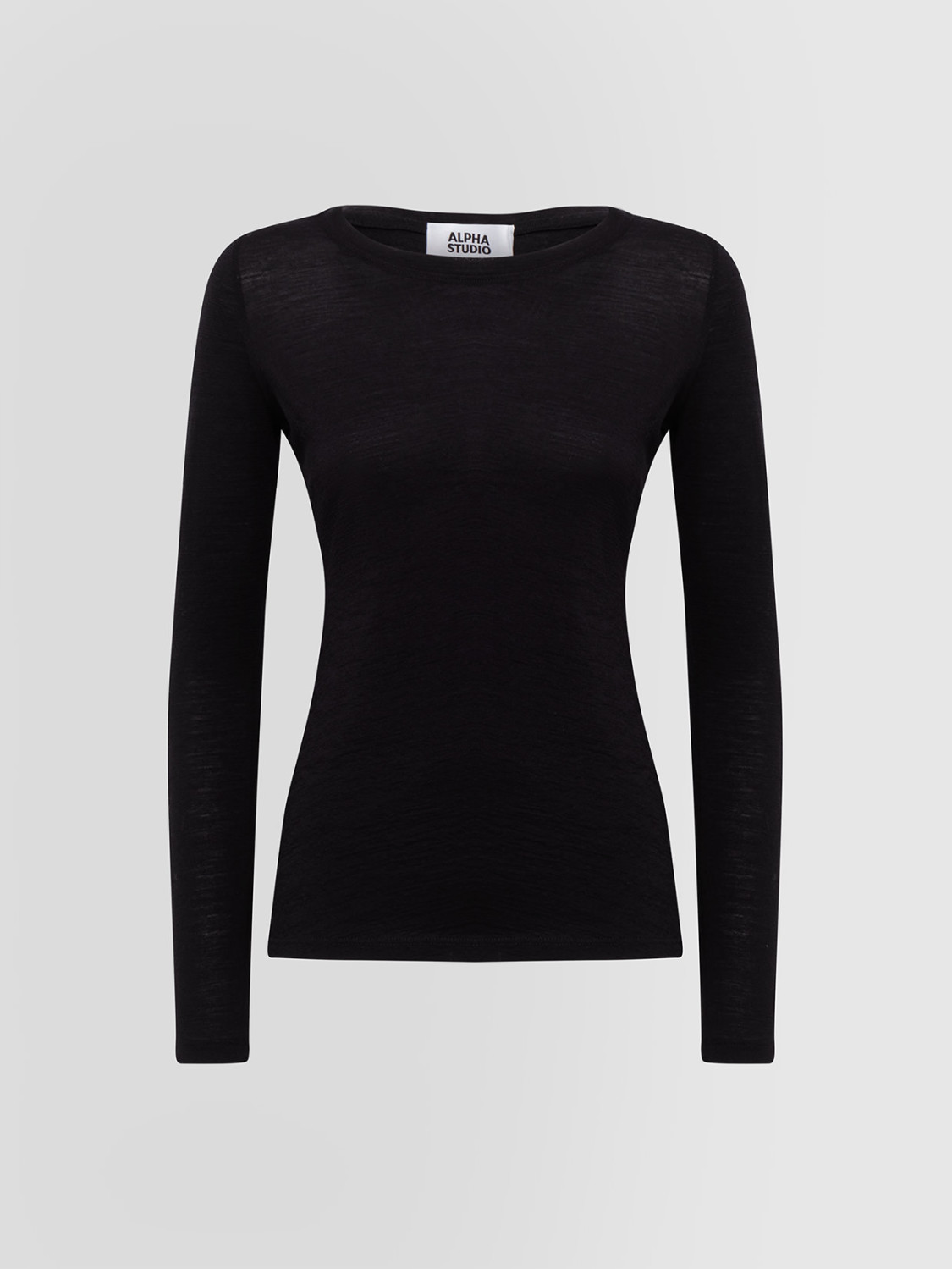 ALPHA STUDIO: CREW NECK SWEATER IN WOOL JERSEY