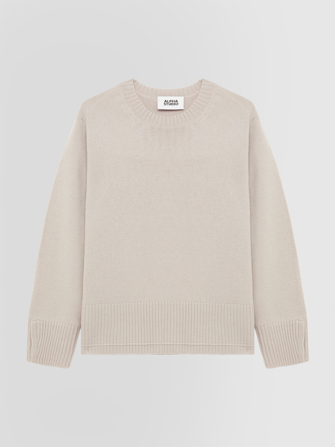 ALPHA STUDIO: CREW NECK SWEATER IN WOOL AND CASHMERE