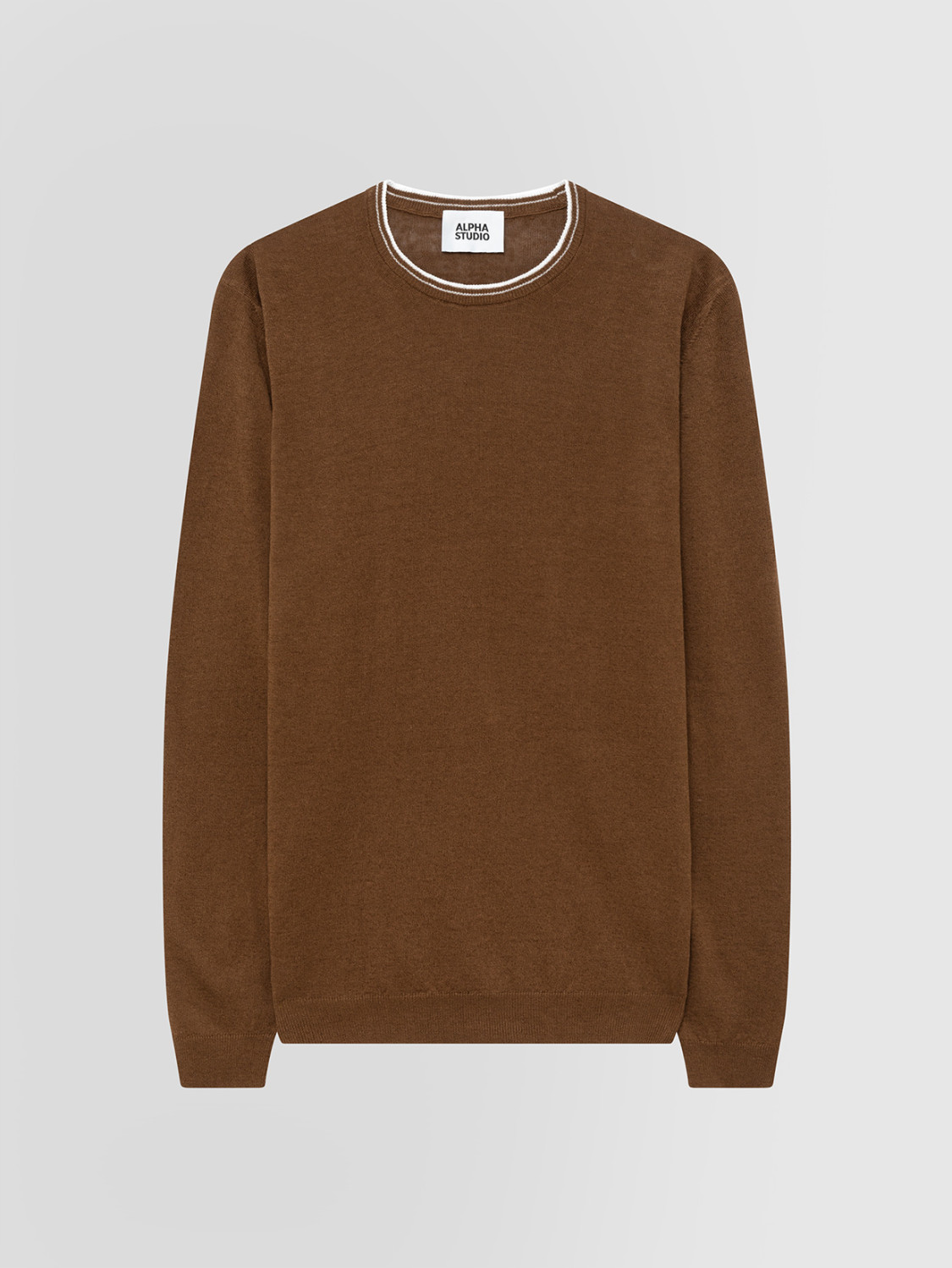 ALPHA STUDIO: LINEN AND COTTON CREW NECK