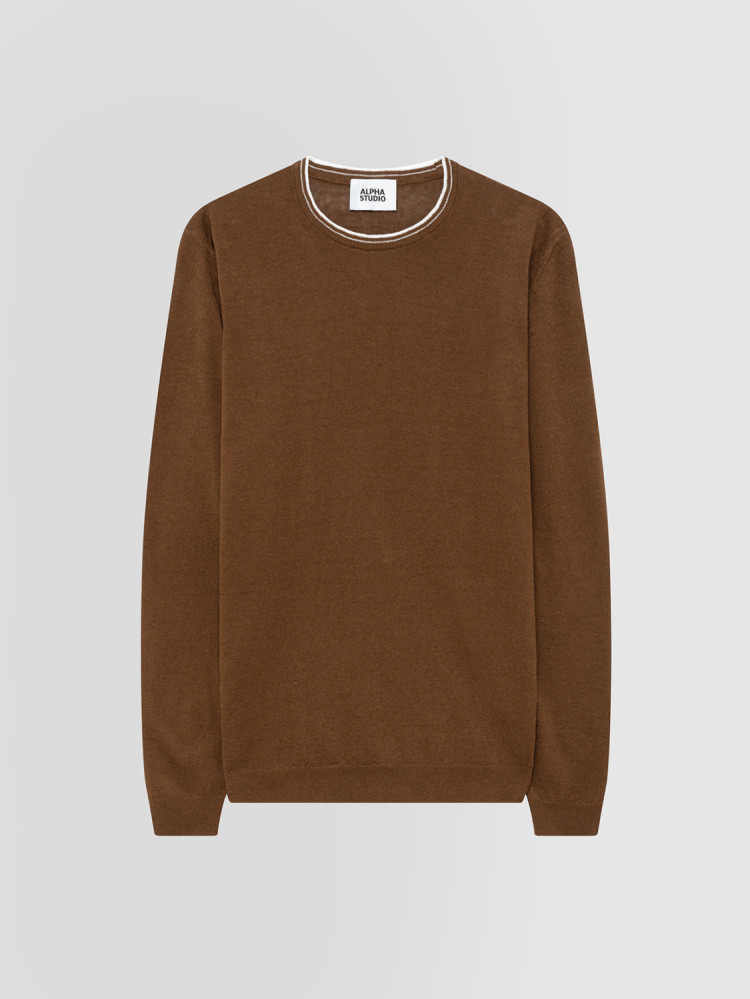 LINEN AND COTTON CREW NECK