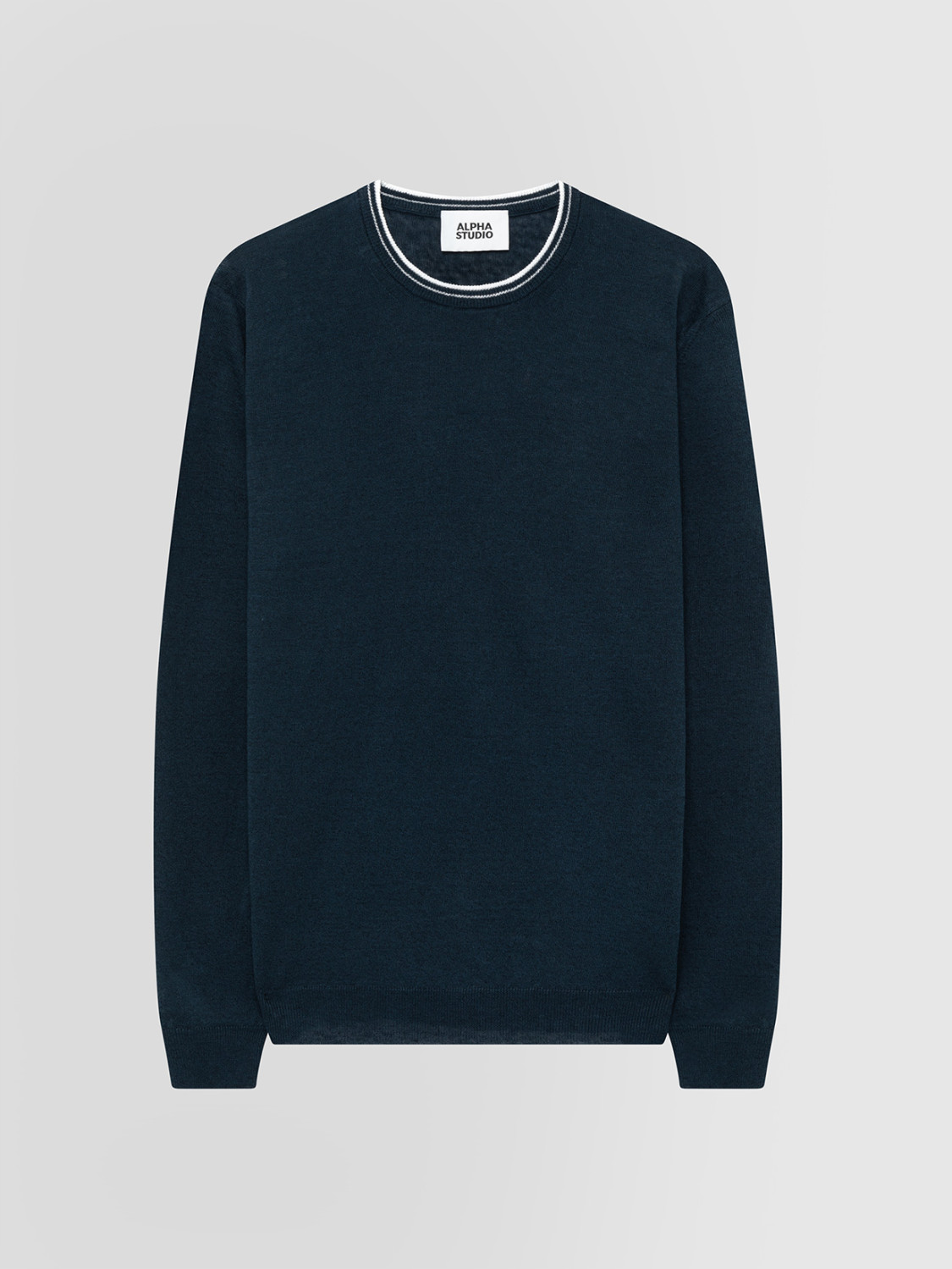 ALPHA STUDIO: LINEN AND COTTON CREW NECK