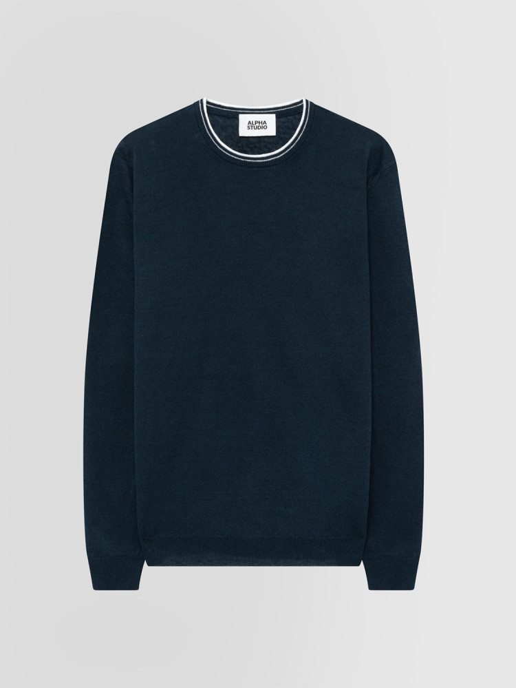 LINEN AND COTTON CREW NECK