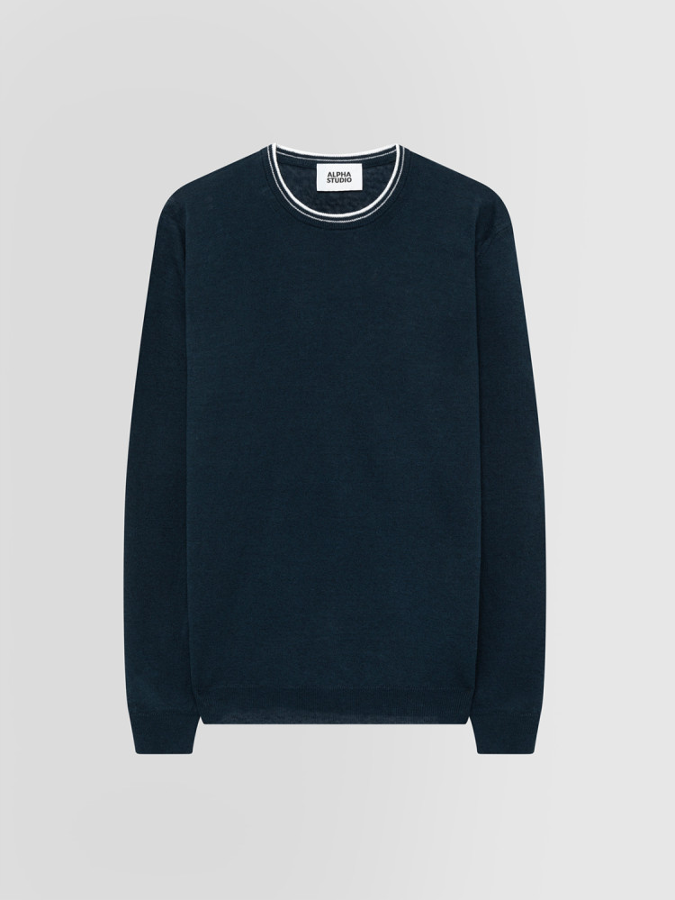 LINEN AND COTTON CREW NECK