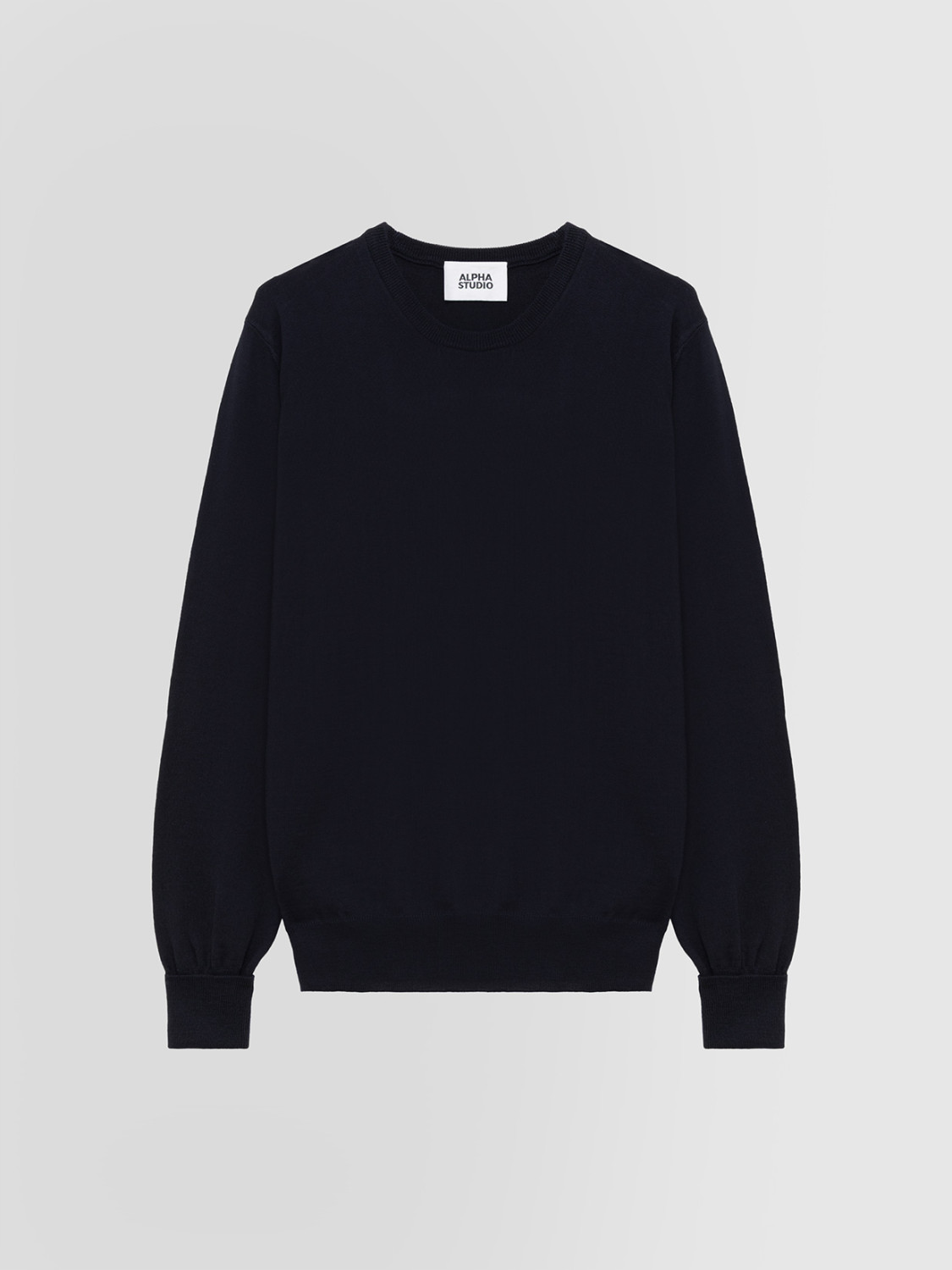 ALPHA STUDIO: CREW NECK SWEATER IN MERINO WOOL WITH PATCHES