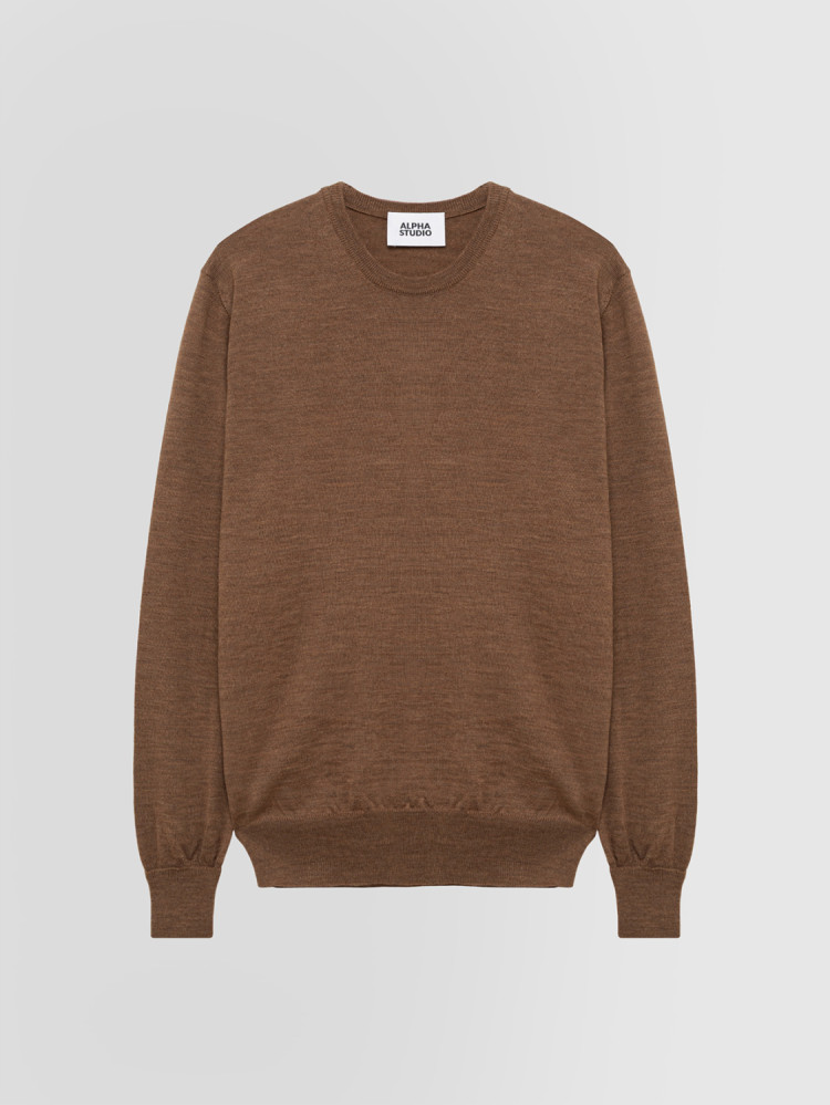 CREW NECK SWEATER IN MERINO WOOL WITH PATCHES