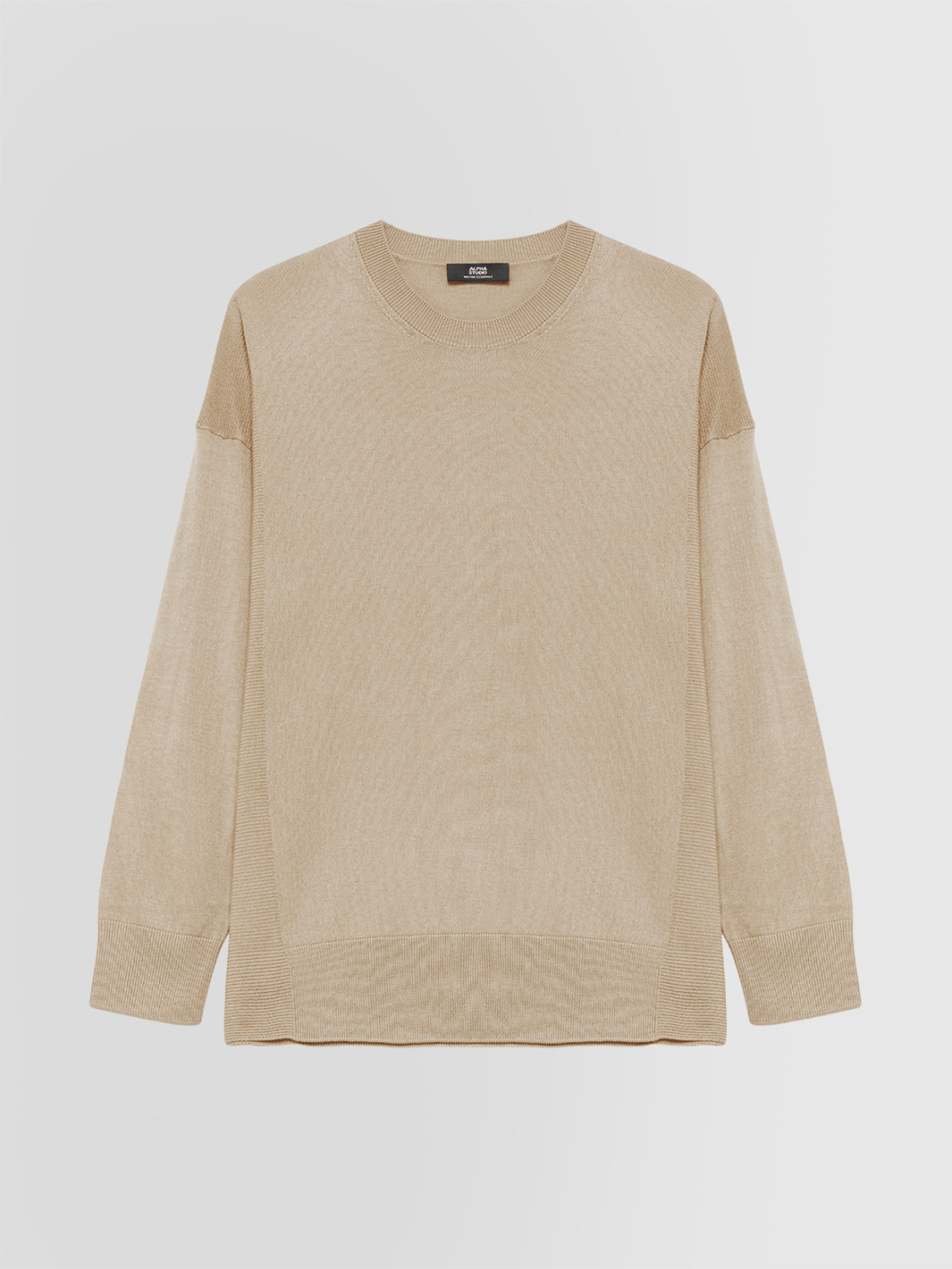 ALPHA STUDIO: JERSEY DE CUELLO REDONDO EN SEDA Y CACHEMIRA