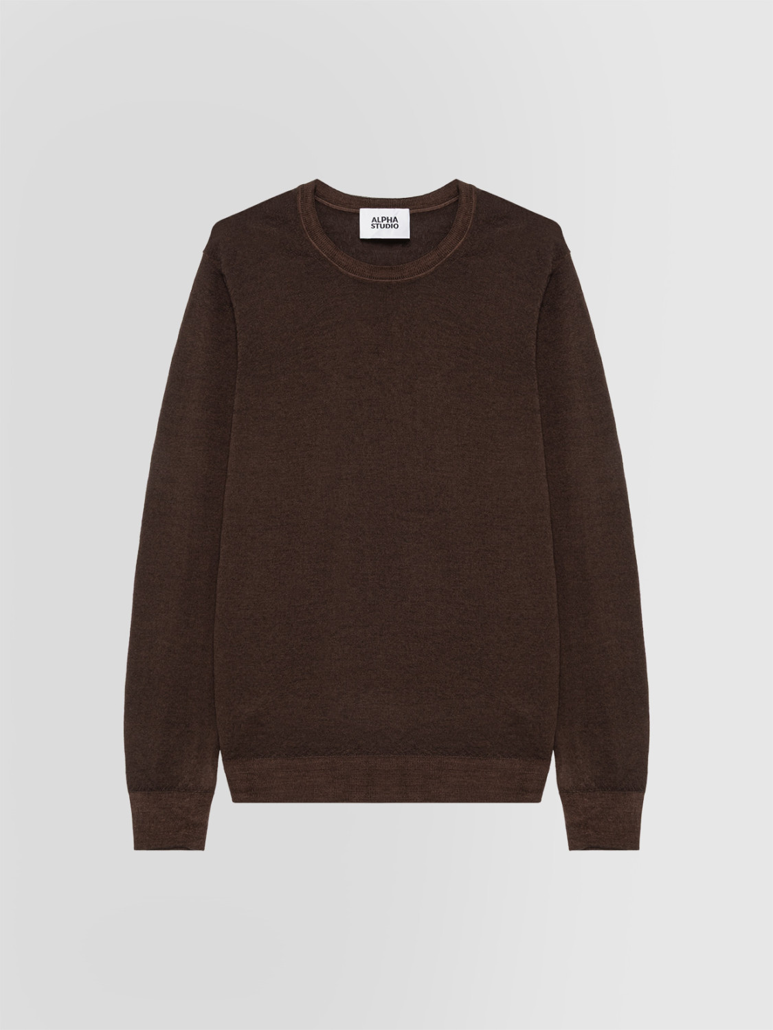 ALPHA STUDIO: POLISHED CREW NECK SWEATER IN MERINO WOOL