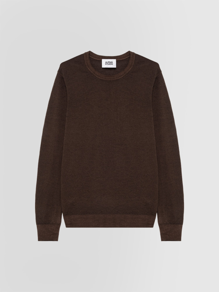 POLISHED CREW NECK SWEATER IN MERINO WOOL