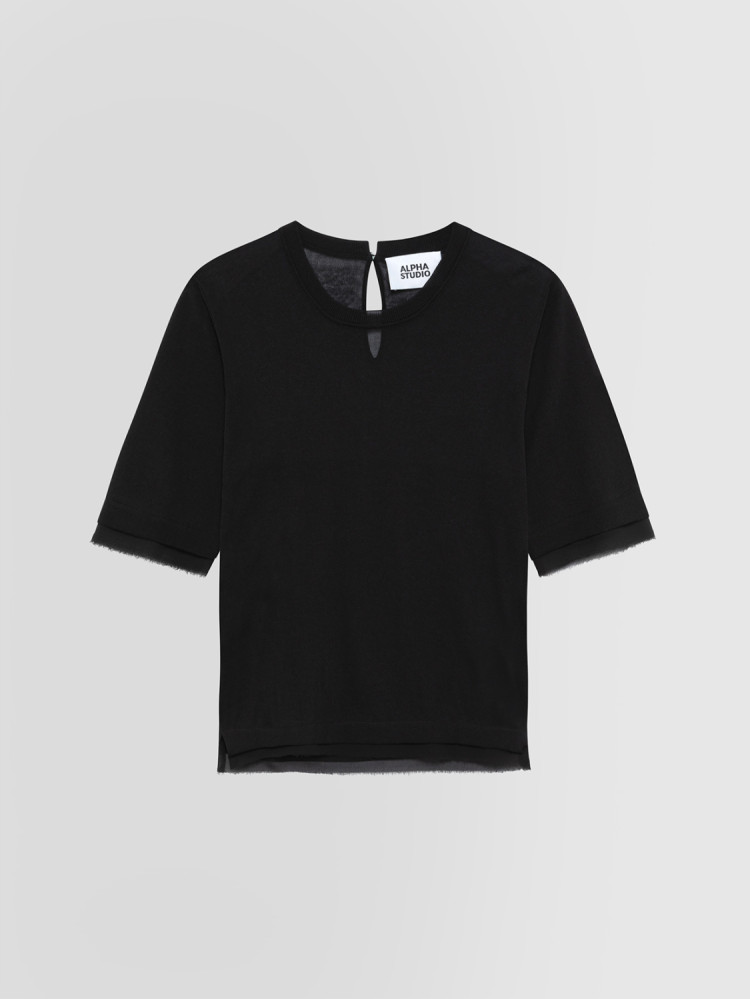 MIX FABRIC CREW NECK