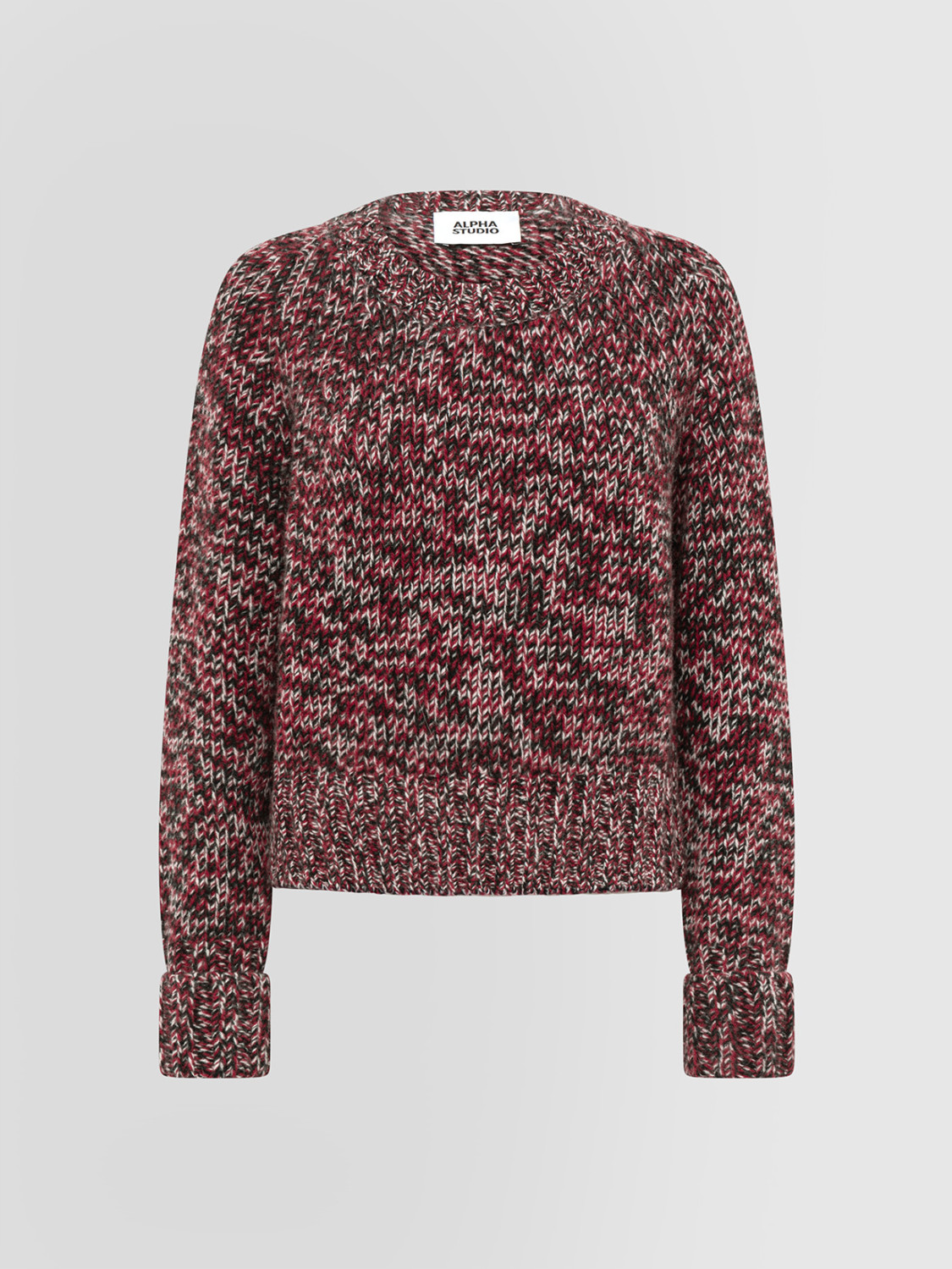 ALPHA STUDIO: MOULINE CREW NECK SWEATER IN THREE COLORS