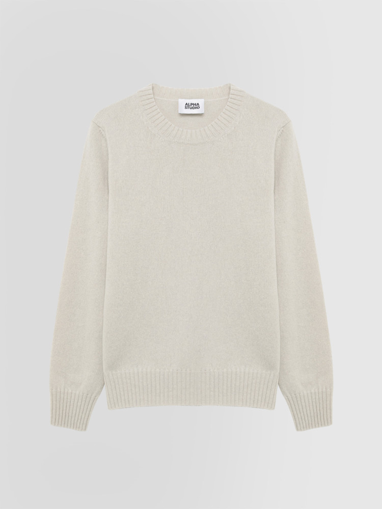 MULTI-PLY CREW NECK SWEATER IN WOOL AND CASHMERE