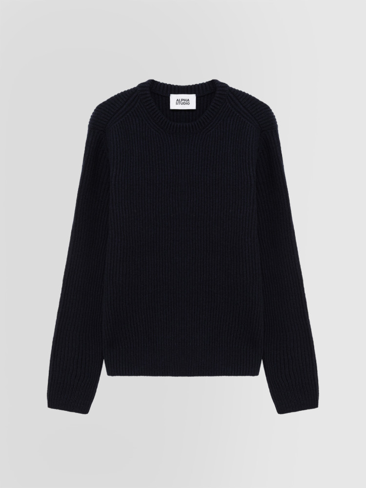 MULTI-PLY CREW NECK SWEATER IN WOOL AND CASHMERE