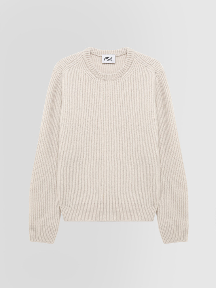 MULTI-PLY CREW NECK SWEATER IN WOOL AND CASHMERE