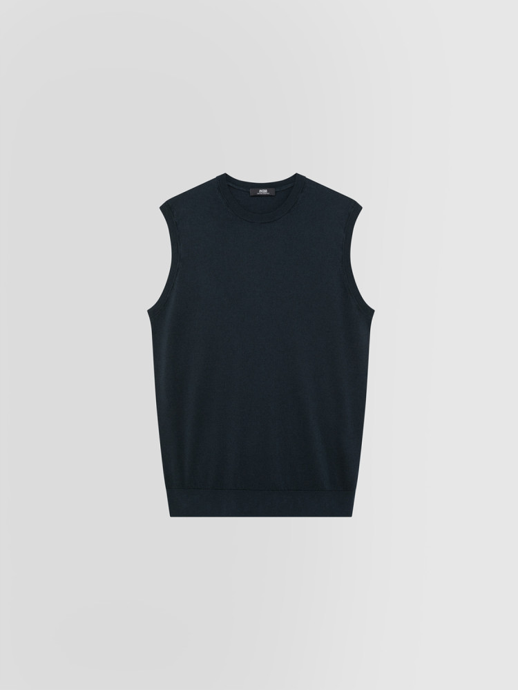 SLEEVELESS CREW NECK IN SILK AND CASHMERE